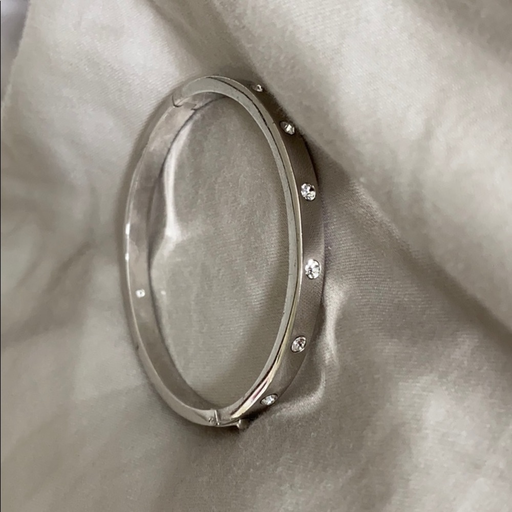 Kate Spade silver bangle with crystals
